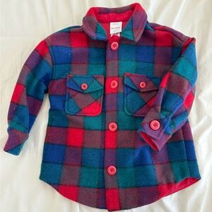 Hanna Andersson Faux Wool Felt Plaid Jacket size 3T unisex